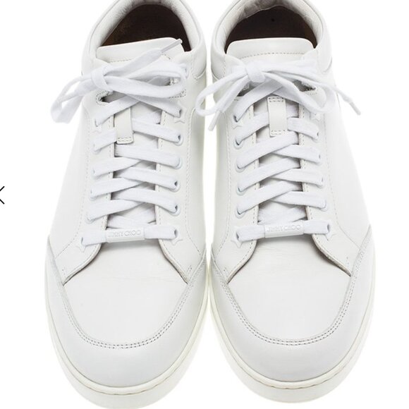 Jimmy Choo Miami White Leather Logo Tag Nneakers - Picture 2 of 16